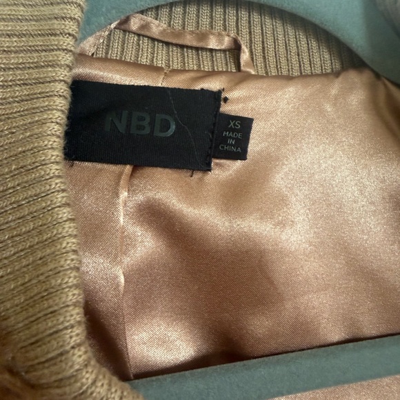 NBD Brown & Cream Faux Fur Bomber Jacket - Picture 2 of 2